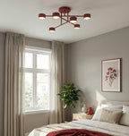 Plafondlamp gepoedercoat staal Halo modern bordeaux 60 x 60 cm, 6 lichtpunten voor woonkamer, slaapkamer en eetruimte