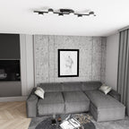 Plafondlamp gepoedercoat staal modern Bet mat zwart, 6 spots – 100 x 19 x 9 cm, voor woonkamer, keuken en hal