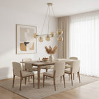 Hanglamp gepoedercoat staal en glas Azura, beige met amberkleurige glazen bollen, 6 lichts, 75 x 75 cm
