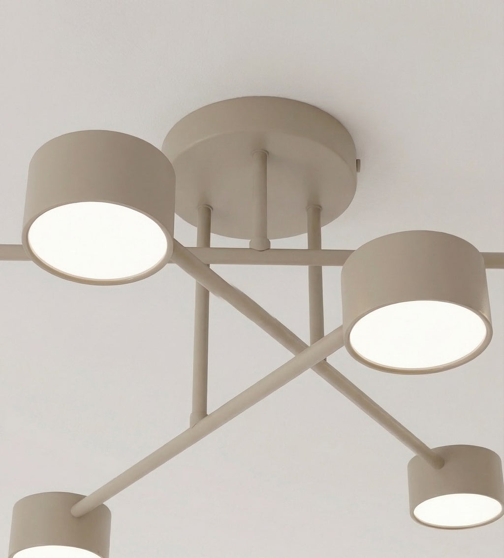 Plafondlamp gepoedercoat staal modern Halo beige, 6 lichtpunten, 60 cm – woonkamer, slaapkamer of eetkamer
