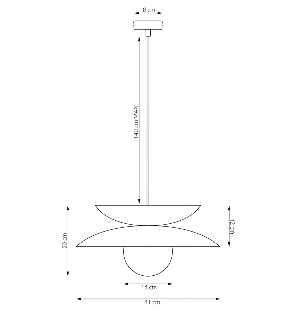 Hanglamp gepoedercoat staal en glas, Scandinavisch Nagoya, beige en wit, 41 x 41 cm, voor eettafel en slaapkamer
