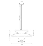 Hanglamp gepoedercoat staal en glas, Scandinavisch Nagoya, beige en wit, 41 x 41 cm, voor eettafel en slaapkamer