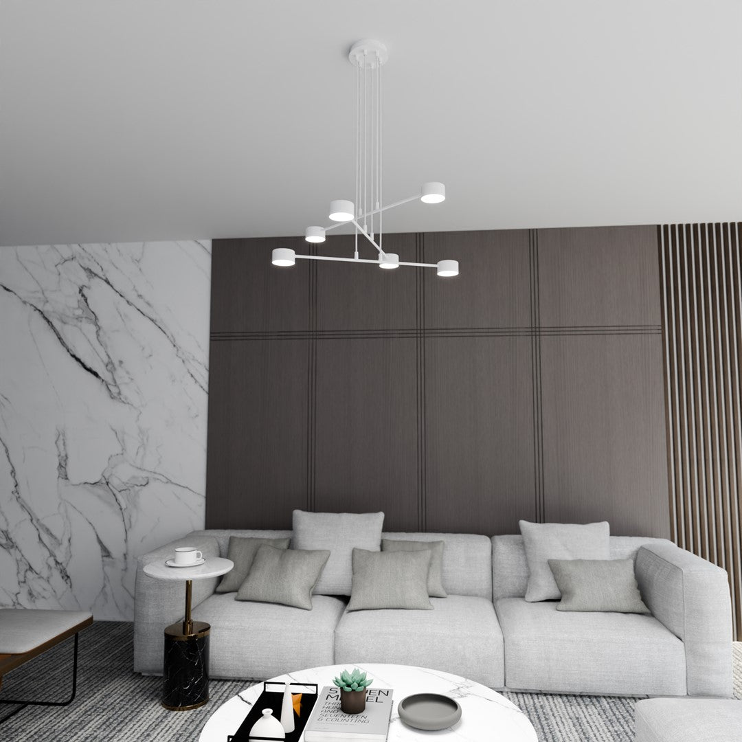 Hanglamp gepoedercoat staal Scandinavisch wit 70 x 100 cm, 6 GX53-fittingen, in hoogte verstelbaar