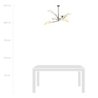 Plafondlamp 6 lichts gepoedercoat staal Lotus, zwart met wit en goud – 102 x 51 cm, woonkamer en slaapkamer