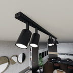 Plafondlamp staal Flash minimalistisch zwart 116 cm, 6 spots met GU10-fitting voor woonkamer of keuken