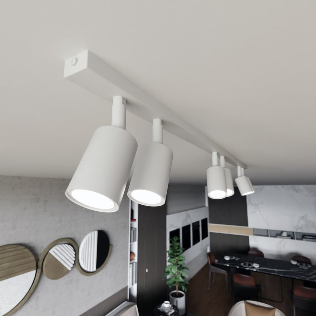 Plafondlamp gepoedercoat staal Flash minimalistisch wit, 116 x 4 x 2 cm met 6 GU10-fittingen