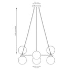 Hanglamp gepoedercoat staal en glas Azura, beige met witte glazen kappen, 6 lichtpunten, Ø 75 cm, glamour