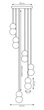 Hanglamp gepoedercoat staal en hout, Scandinavisch Loop wit, Ø 33 cm, 6 lichts, voor eetkamer of keukeneiland