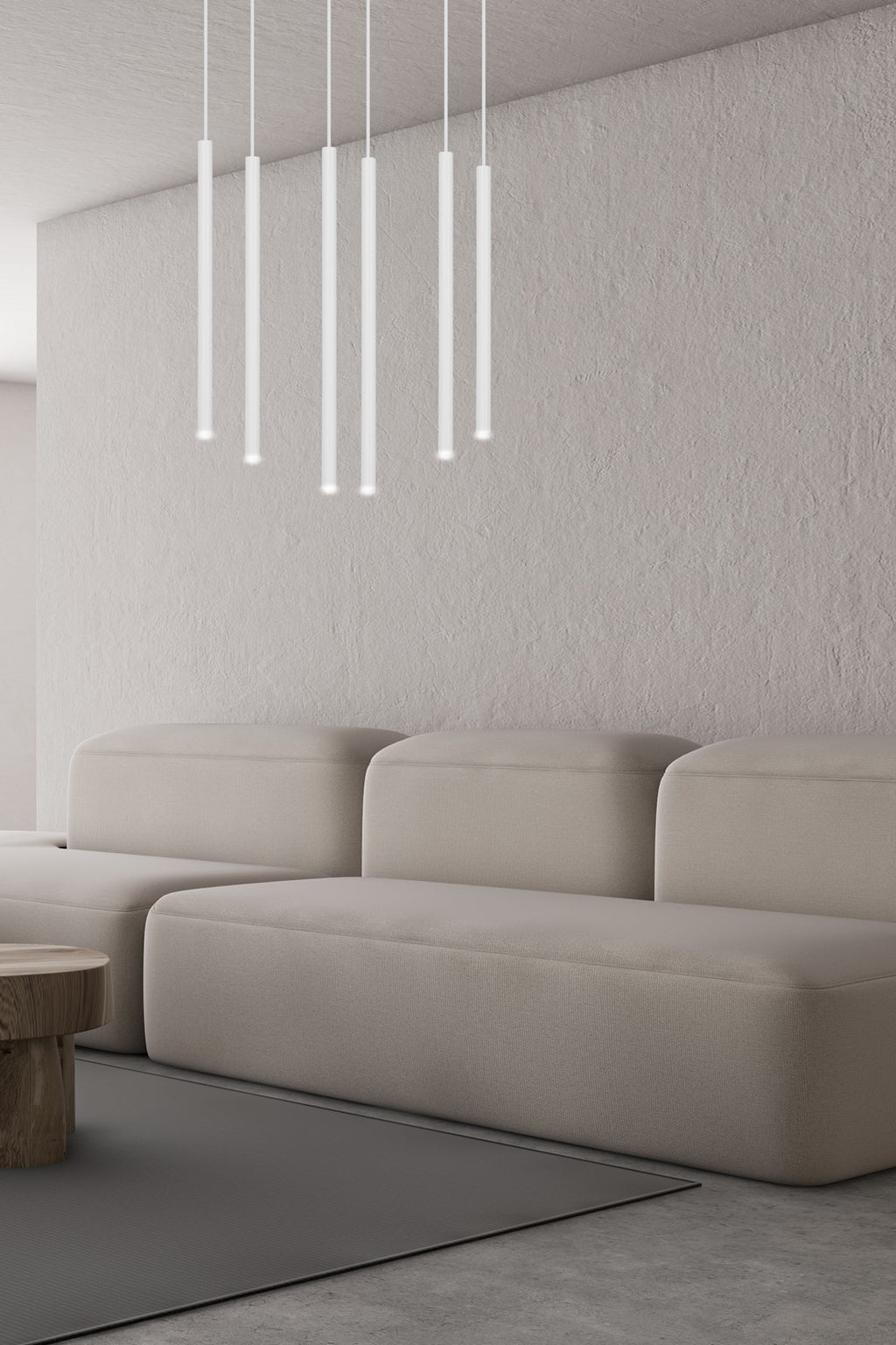 Hanglamp 6 lichts gepoedercoat staal minimalistisch wit 59 x 22 x 120 cm, G9 led, verstelbare hoogte