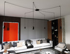 Hanglamp gepoedercoat staal Traker zwart, 6 lichts met GU10-fittingen, verstelbare hoogte, modern