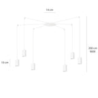 Hanglamp Traker gepoedercoat staal modern wit met 6 GU10-fittingen, 300 x 300 cm, hoogte verstelbaar