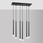 Hanglamp staal minimalistisch Selter 6 zwart, 6 lichtpunten G9 – 59 x 120 cm, woonkamer en eetkamer