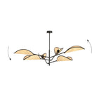 Plafondlamp gepoedercoat staal en rotan Vene, zwart met bruine kappen, 6 lichtpunten – 102 x 51 cm, woonkamer en slaapkamer