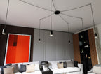 Hanglamp gepoedercoat staal Traker zwart, 6 lichts met GU10-fittingen, verstelbare hoogte, modern