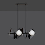 Hanglamp Drifton 4 lichts gepoedercoat staal en glas, modern, zwart met witte kappen, E14