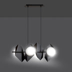 Hanglamp Drifton 4 lichts gepoedercoat staal en glas, modern, zwart met witte kappen, E14