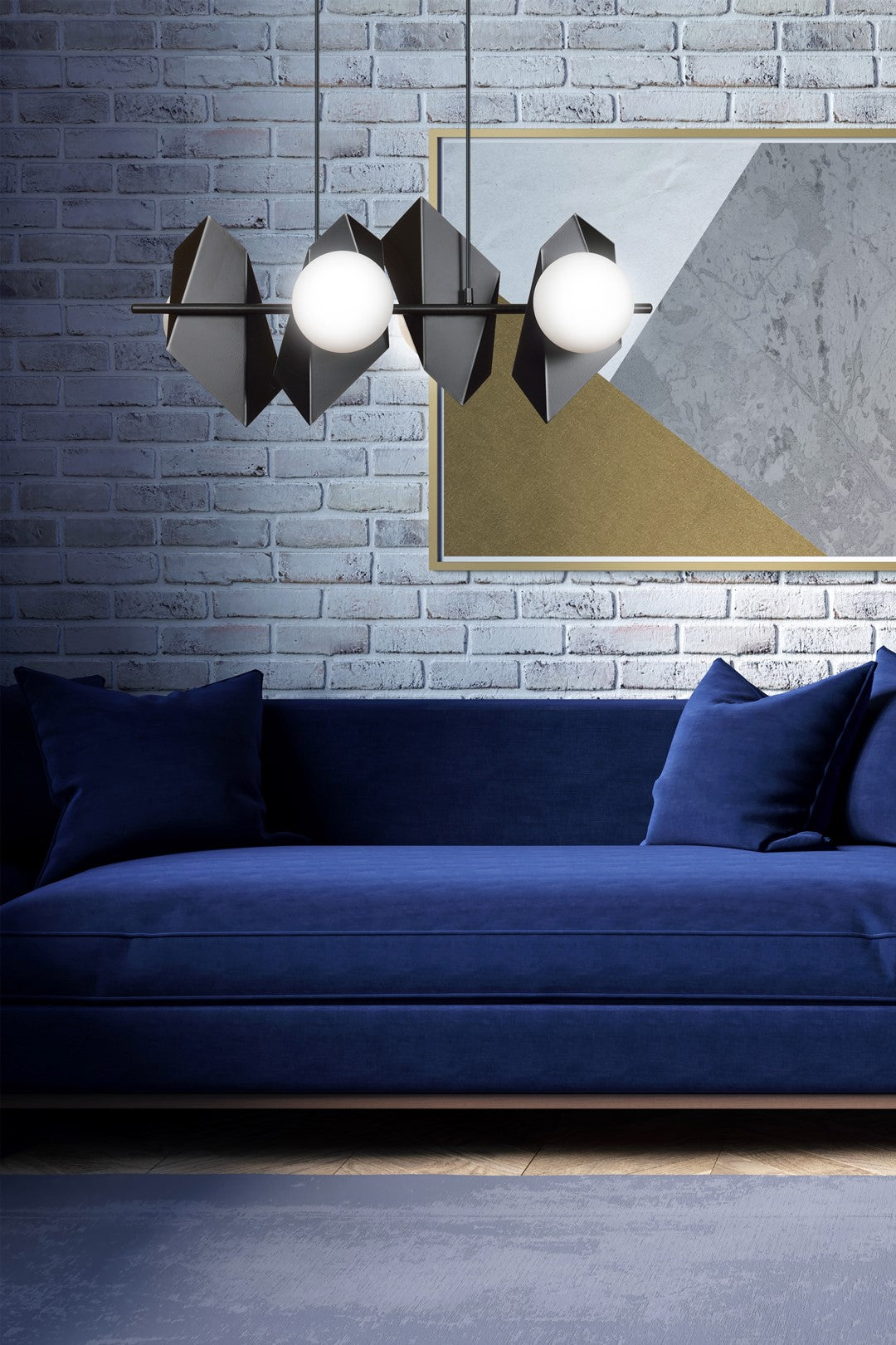 Hanglamp Drifton 4 lichts gepoedercoat staal en glas, modern, zwart met witte kappen, E14