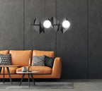 Hanglamp Drifton 4 lichts gepoedercoat staal en glas, modern, zwart met witte kappen, E14