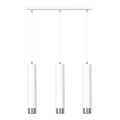 Hanglamp gepoedercoat staal modern Kibo wit met chroom, 3 lichtpunten, 45 x 100 cm, eettafel keuken