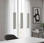 Hanglamp gepoedercoat staal modern Kibo wit met chroom, 3 lichtpunten, 45 x 100 cm, eettafel keuken
