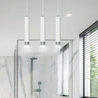 Hanglamp gepoedercoat staal modern Kibo wit met chroom, 3 lichtpunten, 45 x 100 cm, eettafel keuken