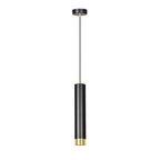 Hanglamp gepoedercoat staal Kibo, modern, zwart met goud, 1 lichtpunt, hoogte verstelbaar, voor eettafel en keuken