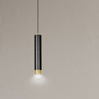 Hanglamp gepoedercoat staal Kibo, modern, zwart met goud, 1 lichtpunt, hoogte verstelbaar, voor eettafel en keuken