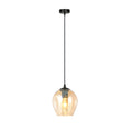 Hanglamp Istar gepoedercoat staal en glas, modern, zwart met amberkleurige kap Ø 14 cm, 1 lichtpunt E27