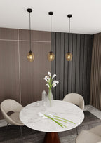 Hanglamp Istar gepoedercoat staal en glas, modern, zwart met amberkleurige kap Ø 14 cm, 1 lichtpunt E27