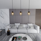 Hanglamp Istar gepoedercoat staal en glas, modern, zwart met amberkleurige kap Ø 14 cm, 1 lichtpunt E27