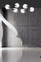 Plafondlamp gepoedercoat staal modern Brendi zwart, 6 lichts, transparant glas, 93 x 50 x 32 cm