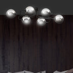 Plafondlamp staal Brendi zwart met grafiet glazen kappen, 93 x 50 x 32 cm, 6 lichts