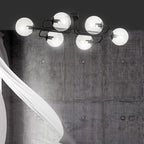 Plafondlamp gepoedercoat staal modern Brendi zwart, 6 lichts, transparant glas, 93 x 50 x 32 cm
