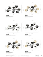 Plafondlamp gepoedercoat staal modern Brendi zwart, 6 lichts, transparant glas, 93 x 50 x 32 cm