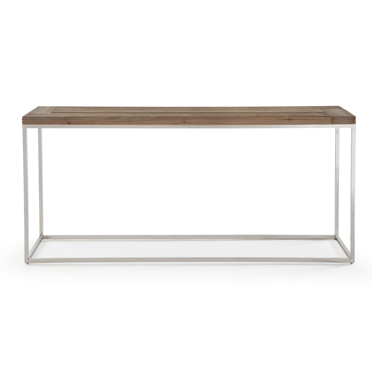 Consoletafel gerecupereerd vurenhout en gepolijst roestvrij staal, Ace, naturel – 170 x 38 x 76 cm