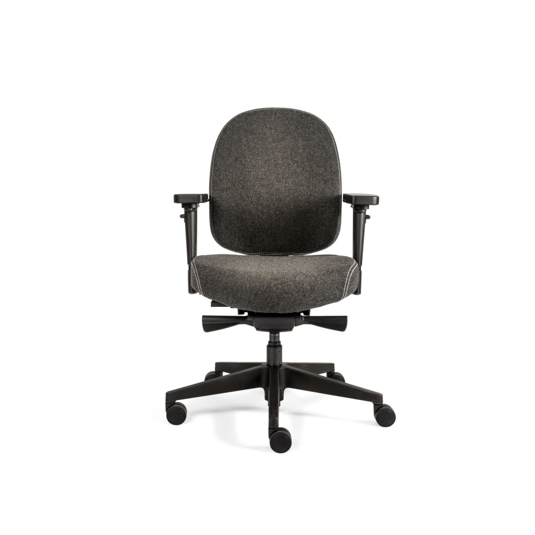 Bureaustoel wolvilt Therapod X Compact donkergrijs, instelbare lendensteun en 3D-armleggers