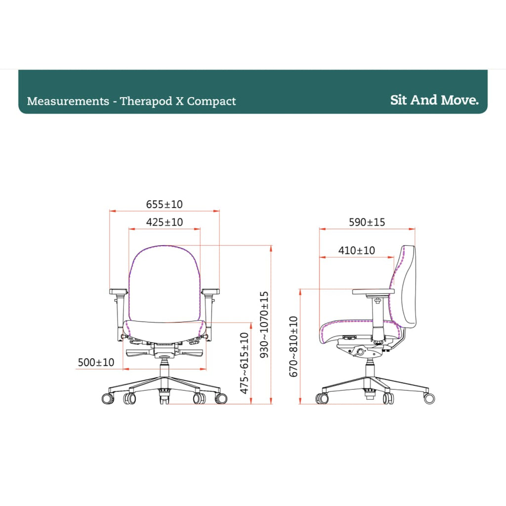 Bureaustoel wolvilt Therapod X Compact donkergrijs, instelbare lendensteun en 3D-armleggers