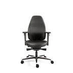 Bureaustoel zwart leer ergonomisch Therapod X Standaard, met 3D-armleggers en schuifzitting