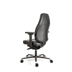 Bureaustoel zwart leer ergonomisch Therapod X Standaard, met 3D-armleggers en schuifzitting