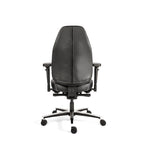 Bureaustoel zwart leer ergonomisch Therapod X Standaard, met 3D-armleggers en schuifzitting