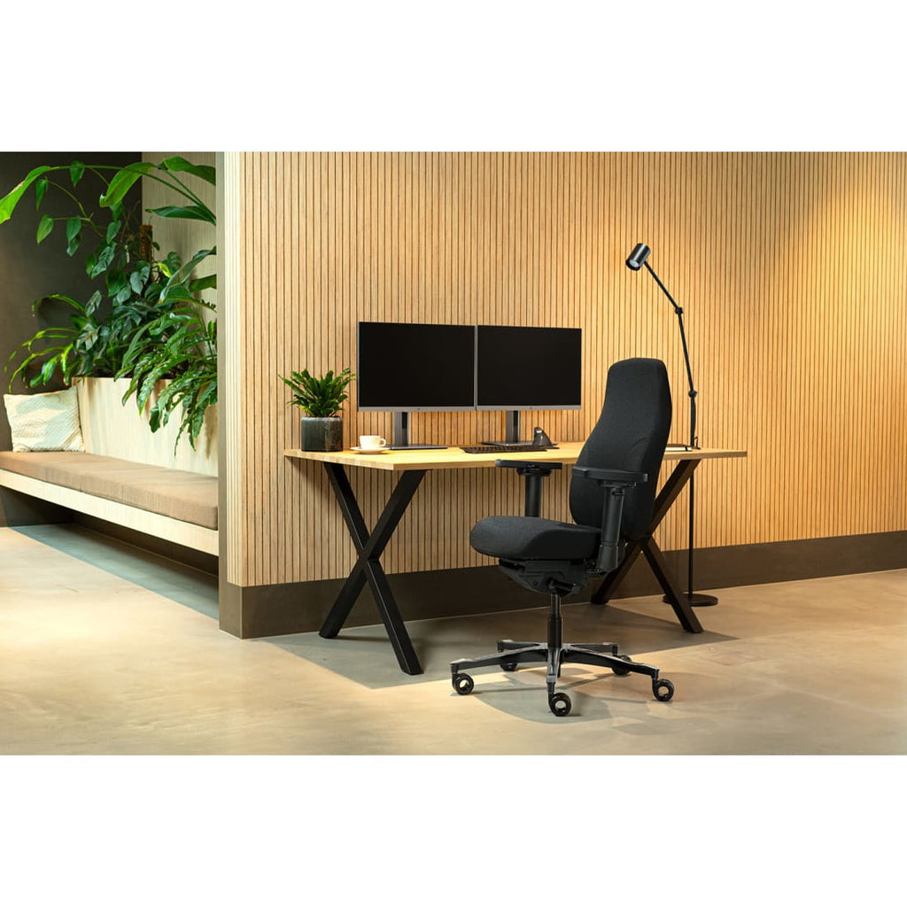Bureaustoel ergonomisch zwart Therapod X2, met 3D-armleggers, schuifzitting en aluminium onderstel