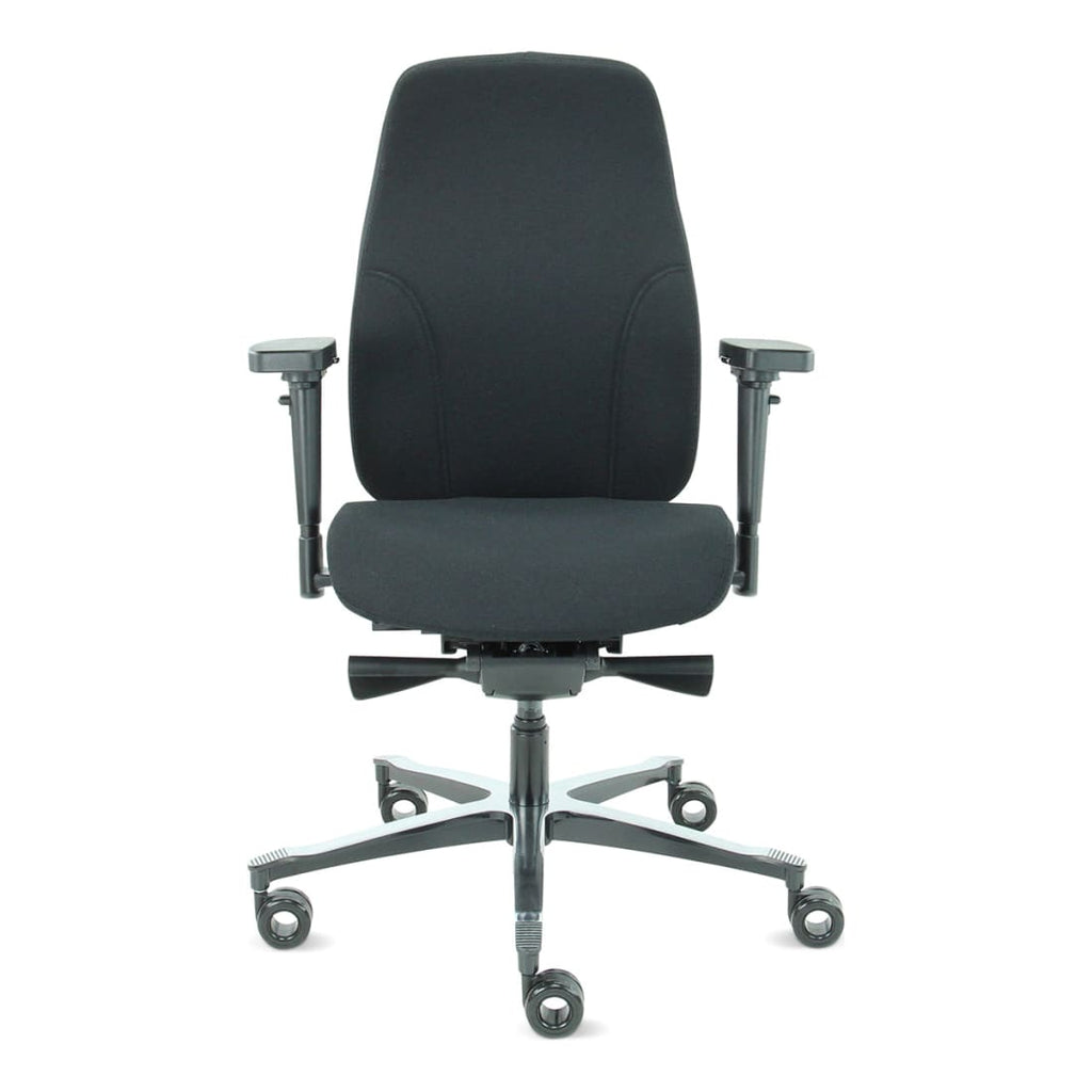 Bureaustoel ergonomisch zwart Therapod X2, met 3D-armleggers, schuifzitting en aluminium onderstel