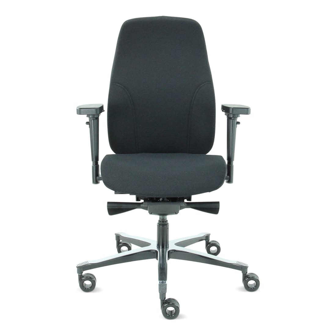 Bureaustoel ergonomisch zwart Therapod X2, met 3D-armleggers, schuifzitting en aluminium onderstel