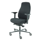 Bureaustoel ergonomisch zwart Therapod X2, met 3D-armleggers, schuifzitting en aluminium onderstel