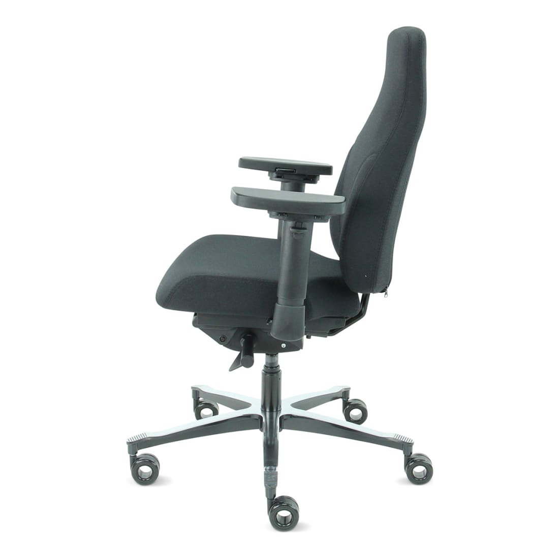 Bureaustoel ergonomisch zwart Therapod X2, met 3D-armleggers, schuifzitting en aluminium onderstel
