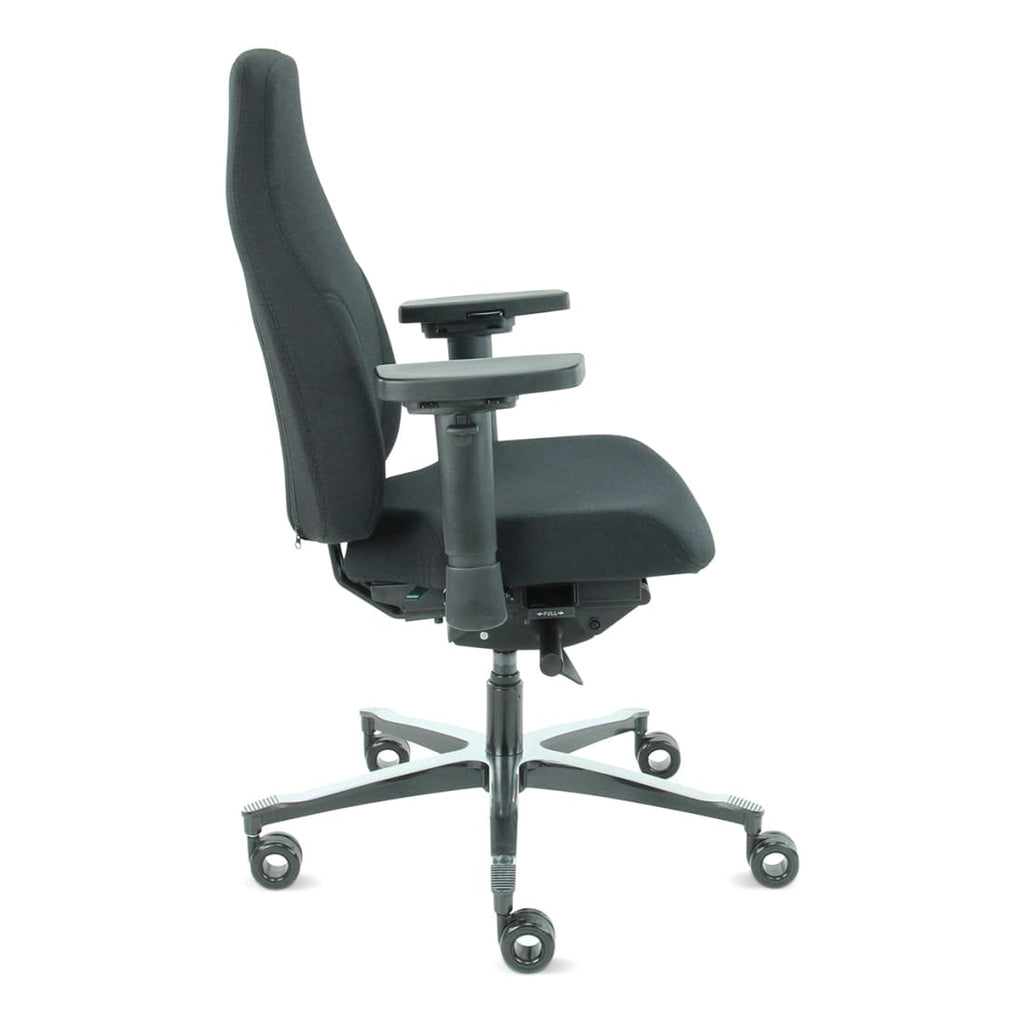 Bureaustoel ergonomisch zwart Therapod X2, met 3D-armleggers, schuifzitting en aluminium onderstel