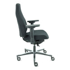 Bureaustoel ergonomisch zwart Therapod X2, met 3D-armleggers, schuifzitting en aluminium onderstel