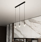 Hanglamp 3 lichtpunten gepoedercoat staal en glas, modern, zwart met transparante kappen, 70 x 100 cm
