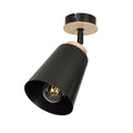 Plafondlamp gepoedercoat staal multiplex Scandinavisch Atlas zwart, B 15 x H 30 cm, E27 voor woonkamer en slaapkamer