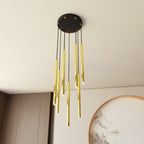 Hanglamp gepoedercoat staal Selter glamour, goud en zwart, 7 lichts, G9, Ø 40 cm canopy, verstelbaar